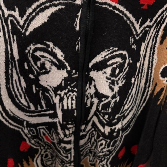 Motörhead Full-Zip Black Sweater With Ace Of Spades Graphic Print Large 100% Acr - Picture 2 of 6